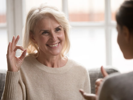 elderly woman smiling